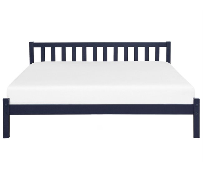 Beliani Cama Madera de pino FLORAC 147x208 Azul Marino