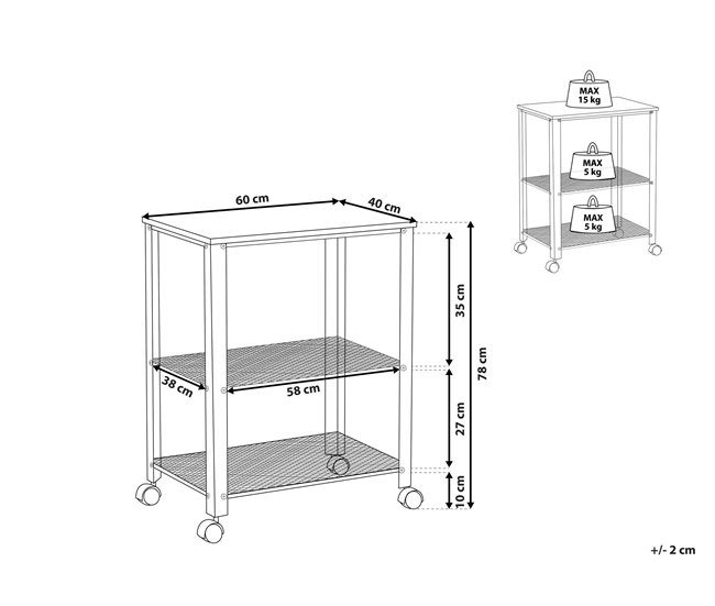 Beliani Carrito de cocina BOLZANO Negro
