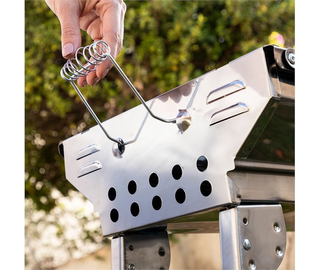 Barbacoa Plegable de Acero Inoxidable para Carbón Gris