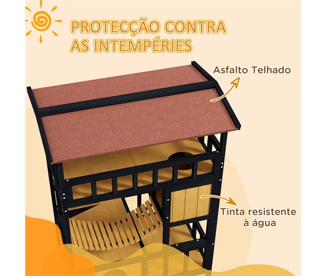 Caseta para Gatos Pino, Madera de Abeto Madera
