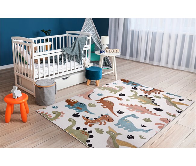 Alfombra FUN Dino para niños dinosaurios 180x270 Crema