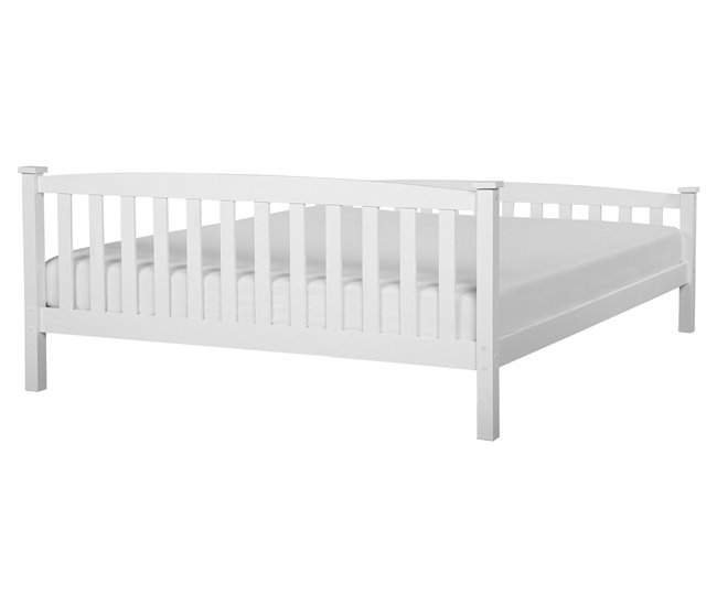 Beliani Cama con somier Madera de pino GIVERNY 169x208 Blanco
