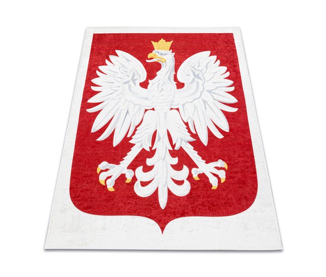 Alfombra lavable ANDRE 2309 emblema de Polonia Blanco