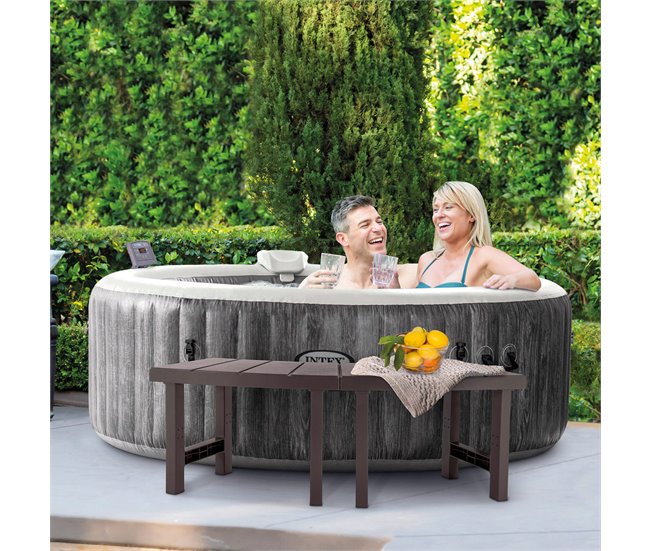 INTEX Pack 2 bancos medianos y 2 grandes para spa circular Marron