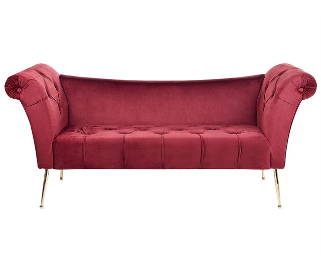 Beliani Chaise longue Terciopelo NANTILLY Rojo
