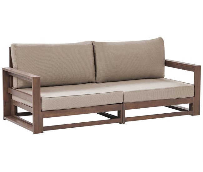 Beliani Sofá de jardín Madera de acacia con certificado FSC® TIMOR Madera Oscura