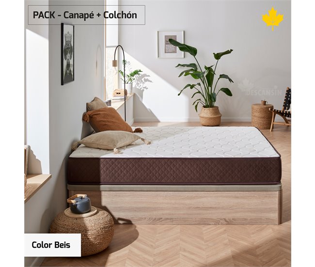 Pack Colchon + Canape Abatible Descansin | Gran Almacenaje 
