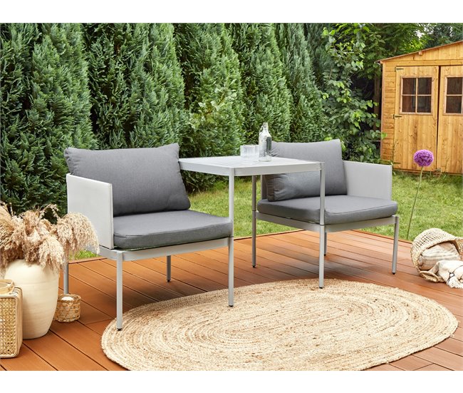 Beliani Conjunto longue TERRACINA Gris Claro