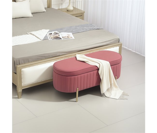 Pie de Cama Terciopelo HOMCOM, hogar - muebles de dormitorio Rosa