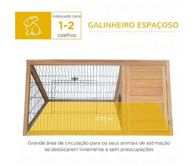Jaula para Conejos Madera de Abeto, Metal PawHut Marron