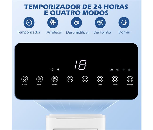 Aire Acondicionado Portátil ABS, Cobre, Aluminio HOMCOM Blanco