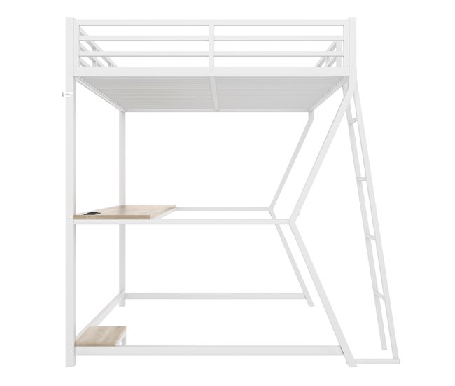 Cama alta para niños 145x204 Blanco/ Madera