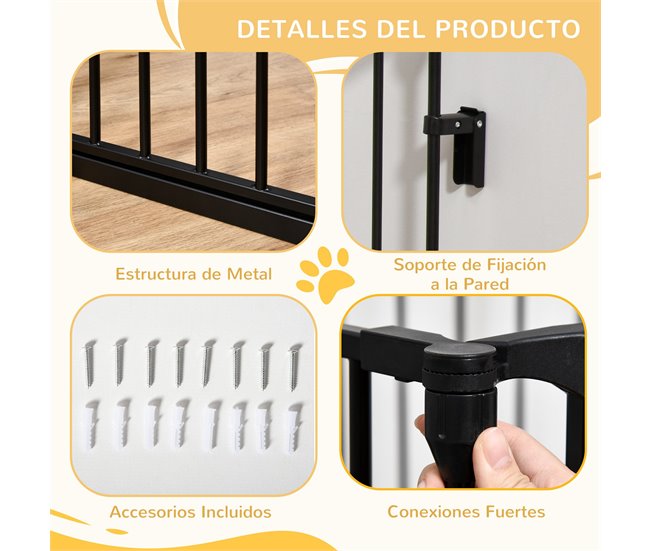 Barrera de Seguridad Metal y Plástico PawHut Negro