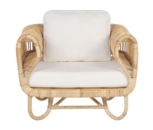 Beliani Conjunto de jardín Ratán DOLCEDO Blanco/ Beige