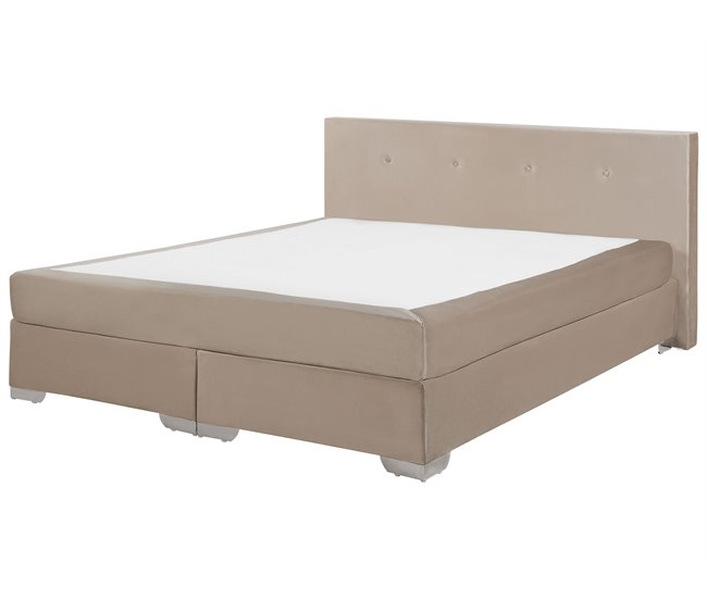 Beliani Cama continental Terciopelo CONSUL 191x212 Beige