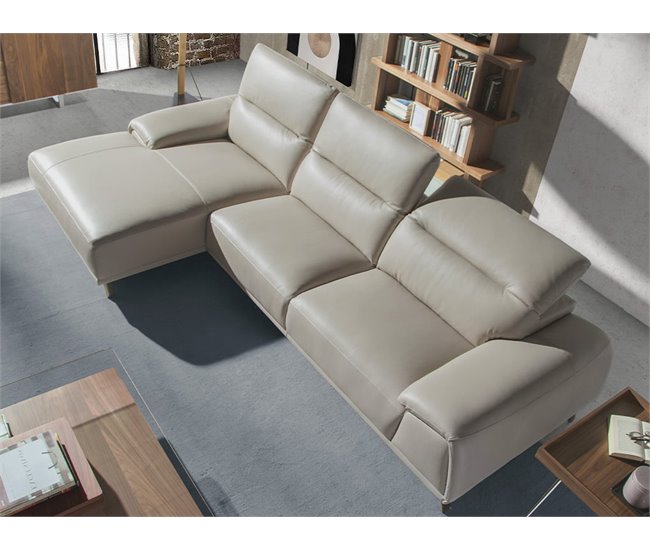 ANGEL CERDA Sofá chaise longue piel vacuno izquierda Gris