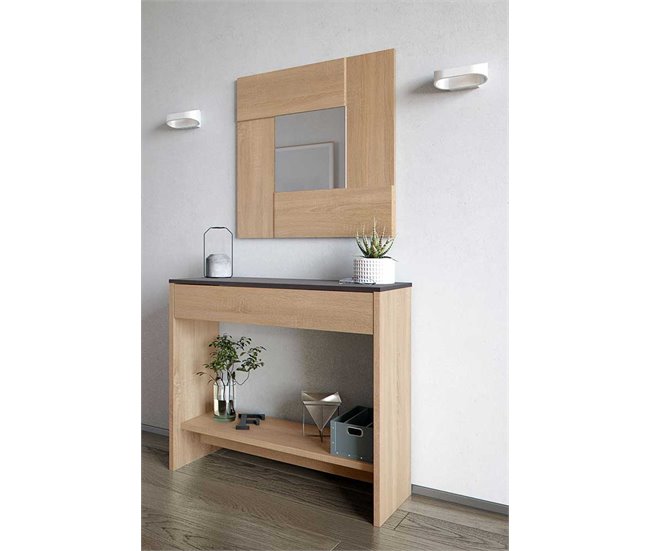 Recibidor con espejo en color roble OXY Roble