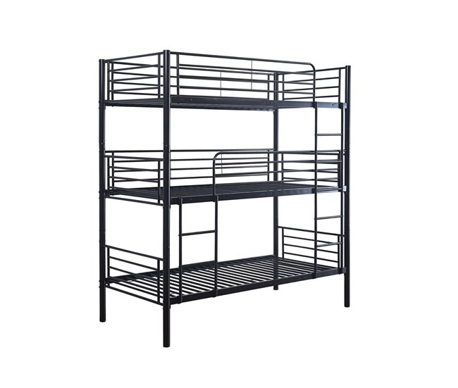 Litera Triple Metalica 201x98 Blanco/ Negro
