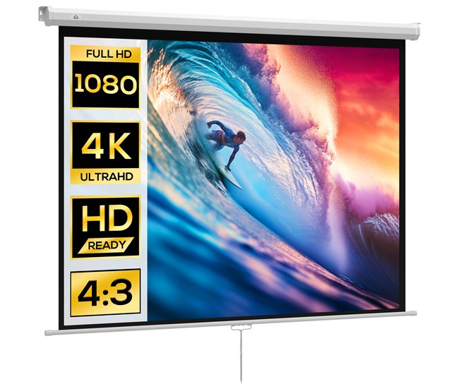 Pantalla Proyector Plástico HOMCOM Blanco