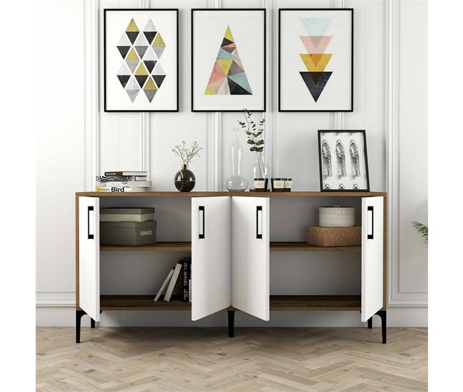 Aparador efecto madera 160 Blanco/ Madera