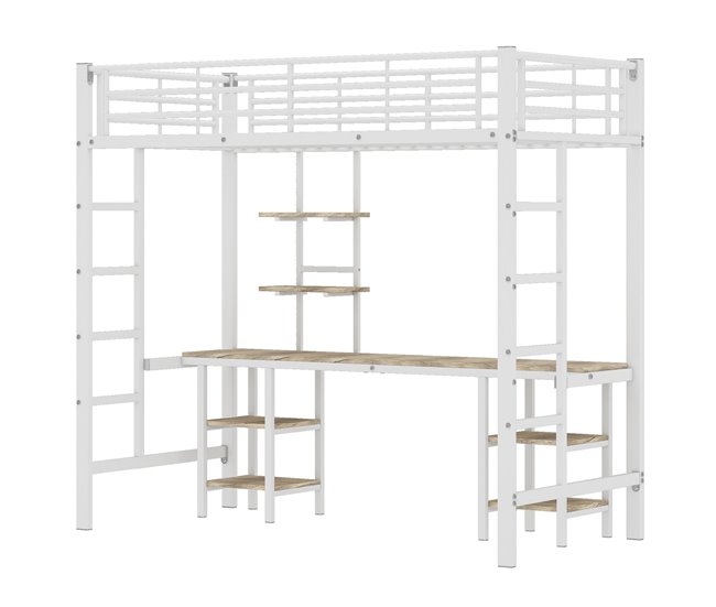 Cama alta para niños 95x204 Blanco