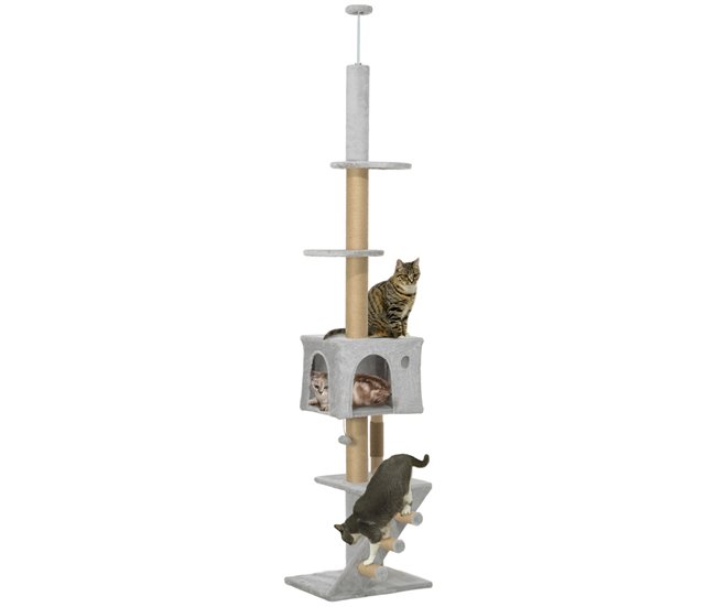 Árbol para Gatos Aglomerado de Madera PawHut Gris