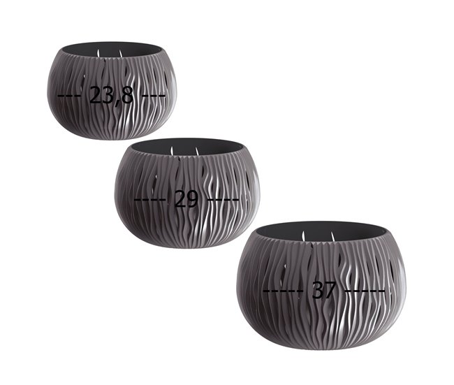 Pack 3 macetas Prosperplast BETON BOWL Antracita