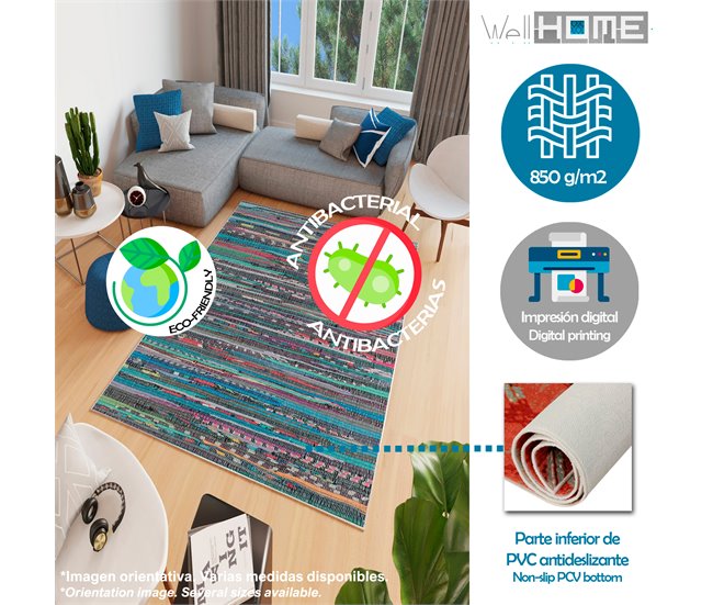 Alfombra De 160 X 230Cm 230x160 Azul