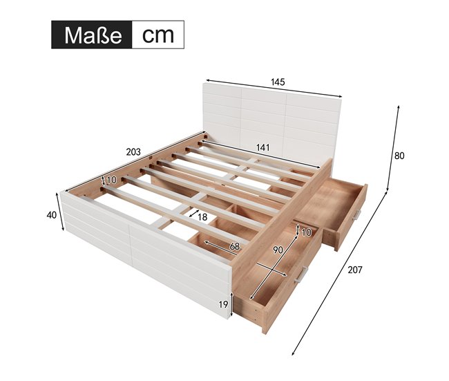 Camas de matrimonio 145x207 Blanco