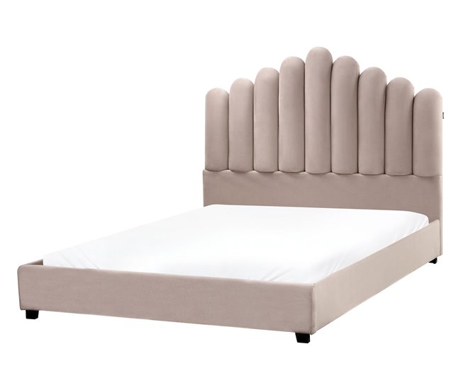 Beliani Cama Terciopelo VINCENNES 145x213 Crema
