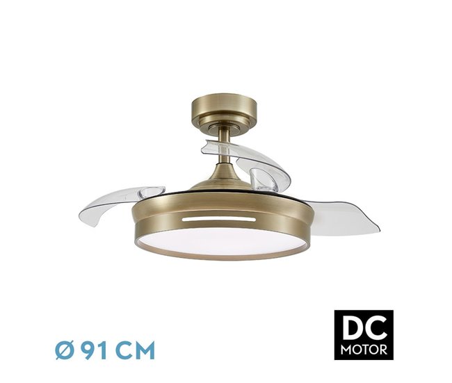 Ventilador De Techo Metal Serie Micenas Dorado