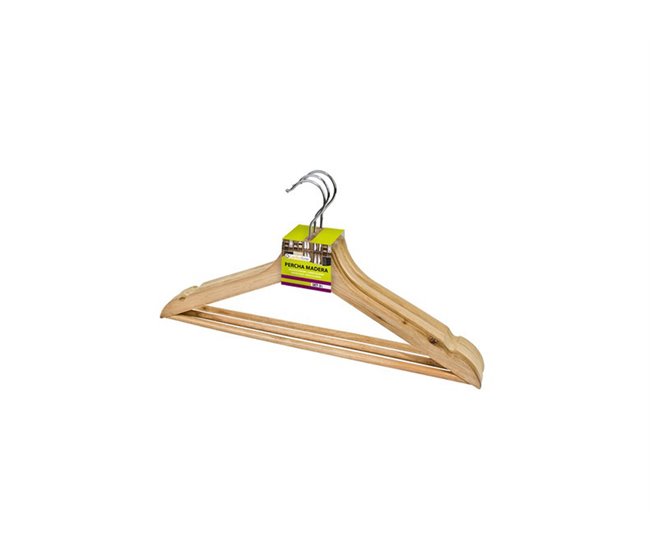 Set 3 perchas MADERA natural 44cm Blanco