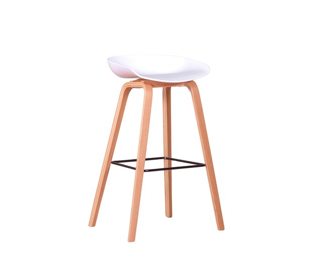 Taburete nórdico con patas de madera de haya  - Daxer Blanco