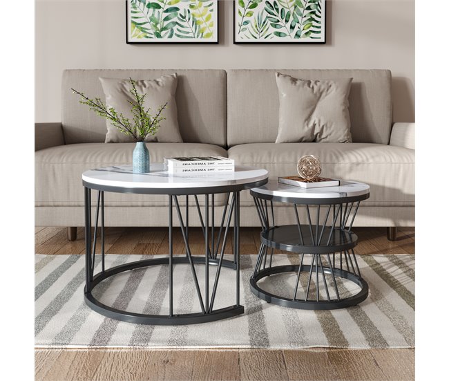 Mesa de centro, mesa auxiliar, mesa de esquina. 70x45 Blanco