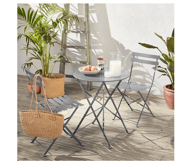 Acomoda Textil – Mesa Plegable de Jardín Estable. (Redonda) 60x60 Antracita