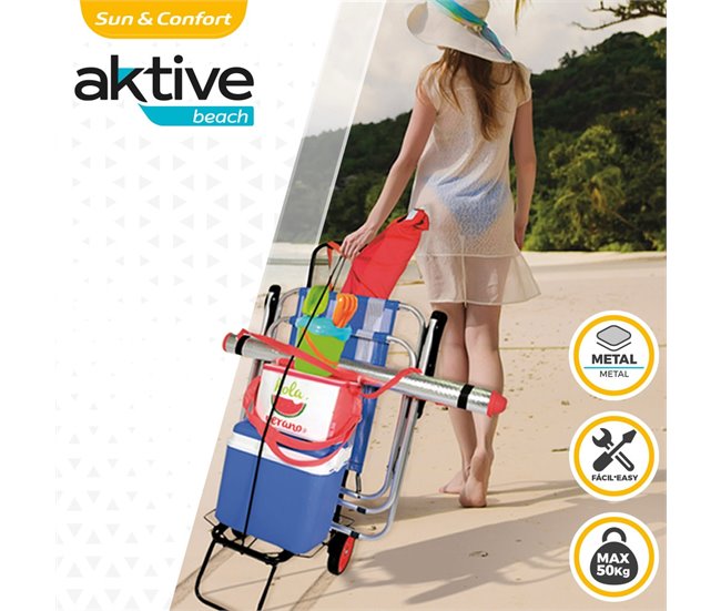 Carro playa plegable Aktive Beach Negro