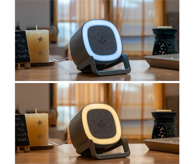 Altavoz Cargador Inalámbrico con LED Gris