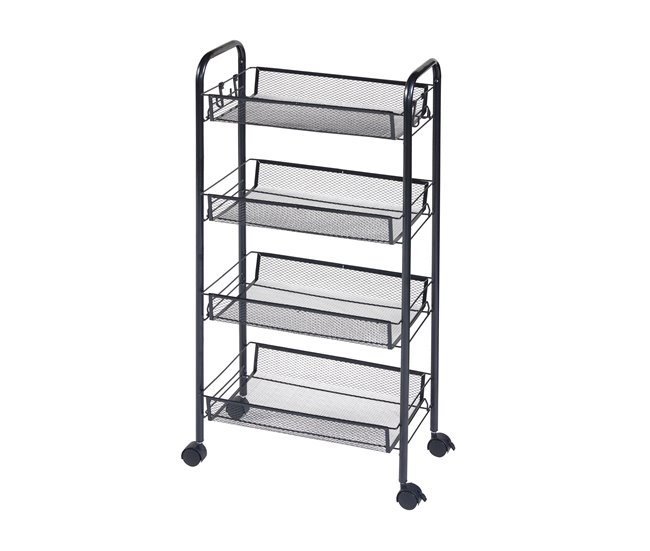 [en.casa] Carrito de cocina Tromsø con 4 cestas acero Negro