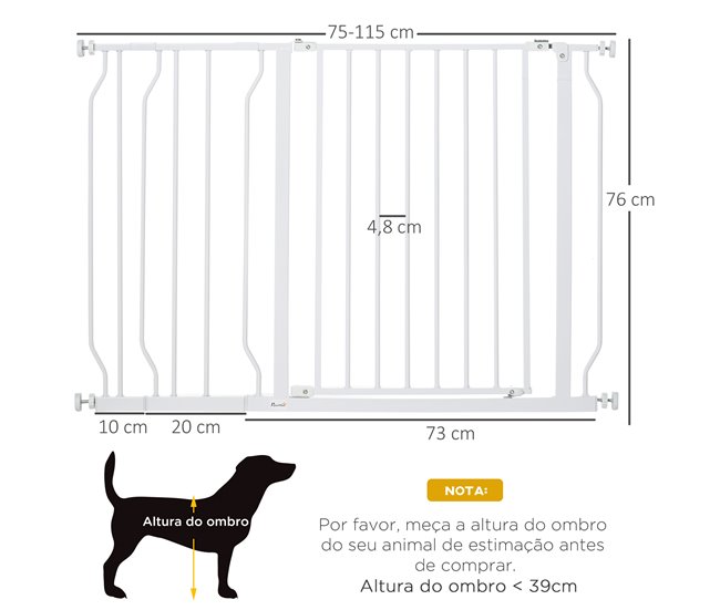 Barrera de Seguridad de Perros Acero, ABS PawHut Blanco
