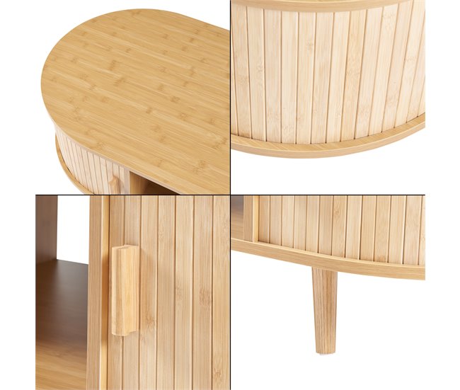 Mesa de centro Nordkapp con estantes MDF bambú [en.casa] Marron