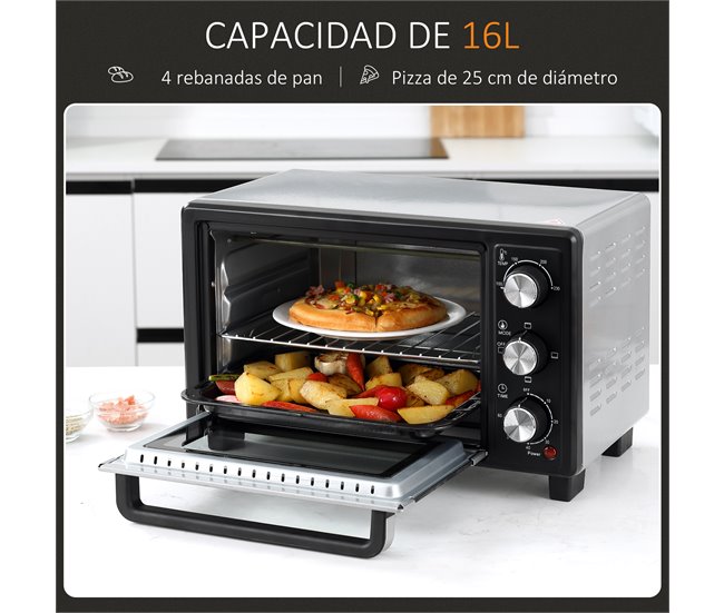 Horno Eléctrico Metal HOMCOM, hogar - cocina Negro/ Inox