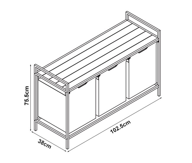 Clasificador de ropa Saltvik con 3 bolsas/ 45 L metal/poliéster Negro