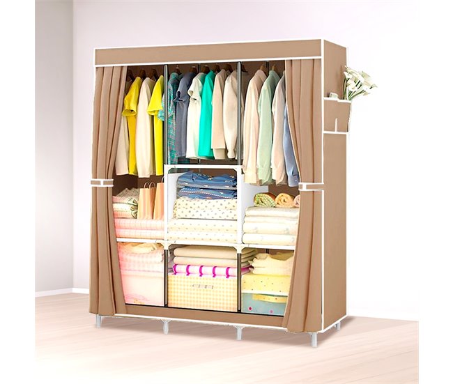 Armario Vestidor Tela con Bolsillos Laterales Nyana Home 106 Marron