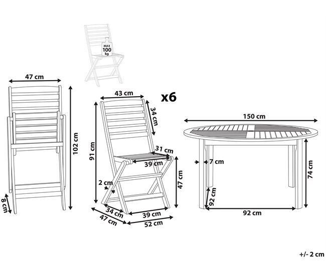 Beliani Conjunto de comedor TOLVE Marron