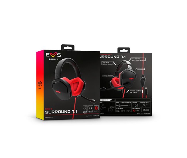 Auriculares con Micrófono Gaming ESG 4 Sur 7.1 Rojo