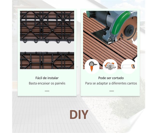 Baldosas de Exterior HDPE Outsunny Marron