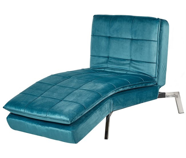 Beliani Chaise longue Terciopelo LOIRET Azul/ Verde