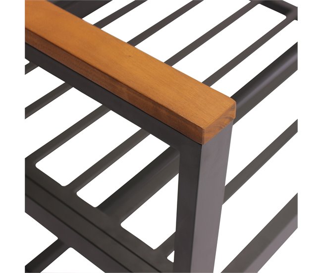 Set de jardín BRISA con 2 sofás y 1 mesa color gris y roble Gris/ Madera