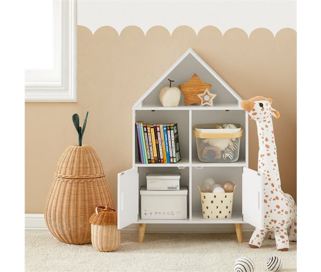 Librería Infantil con 2 Estanterías Abiertos KMB58-W SoBuy Blanco