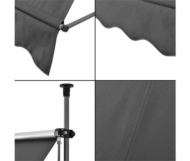 Toldo articulado con armazón enrollable 250x118 Gris